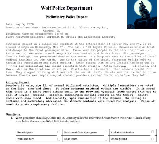 Wolfe Police Department Online Activity Made with TeacherMade