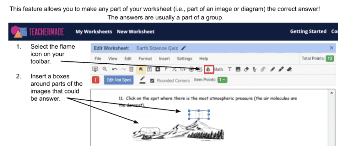 Hot Spot Questions TEI for your quizzes and assessments